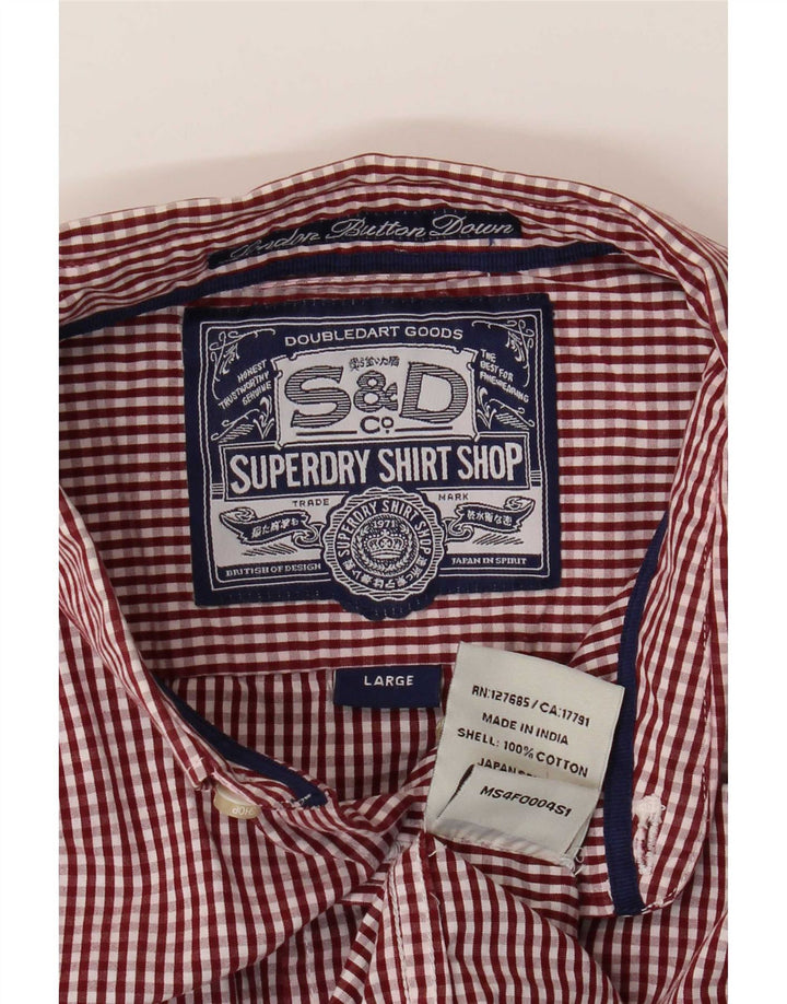 Superdry Mens Shirt Large Red Gingham Cotton