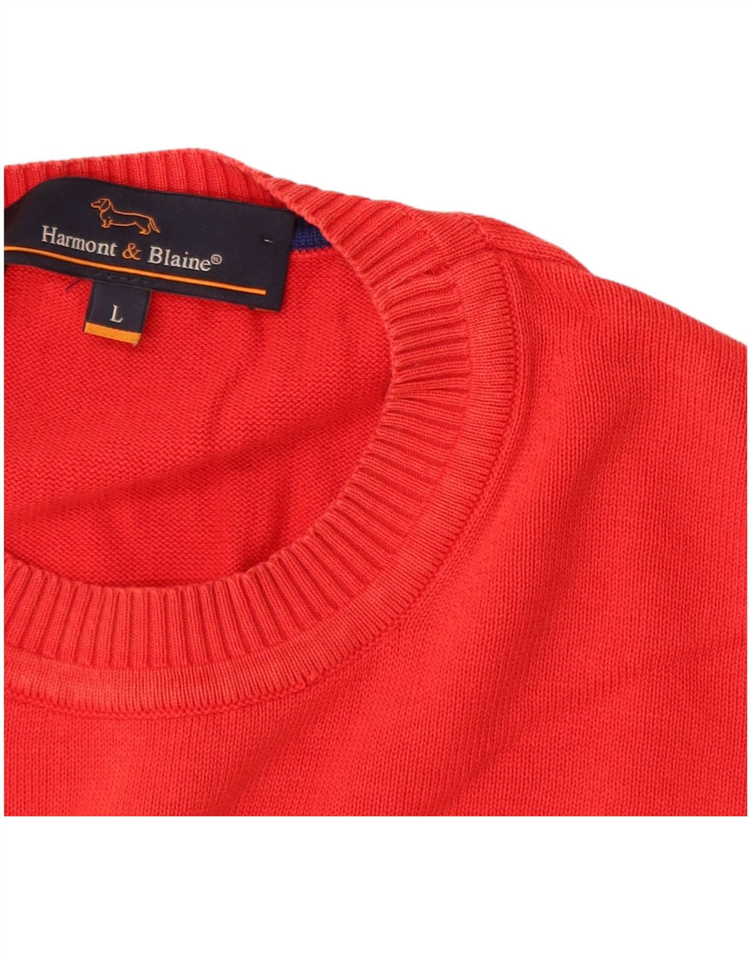 HARMONT & BLAINE Mens Crew Neck Jumper Sweater Large Red Cotton