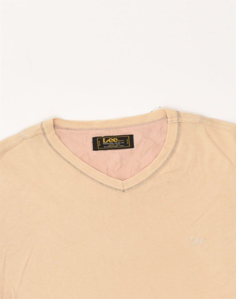 LEE Womens T-Shirt Top UK 18 XL Beige Cotton | Vintage Lee | Thrift | Second-Hand Lee | Used Clothing | Messina Hembry 