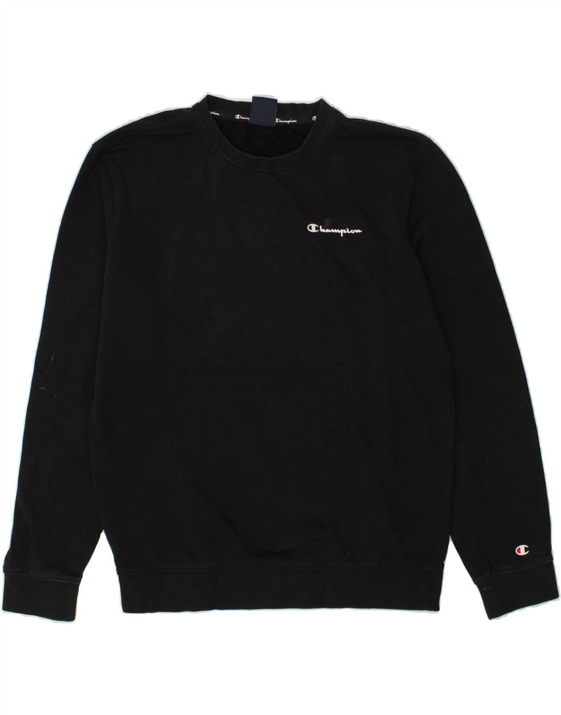 CHAMPION Mens Sweatshirt Jumper Medium Black Cotton | Vintage Champion | Thrift | Second-Hand Champion | Used Clothing | Messina Hembry 