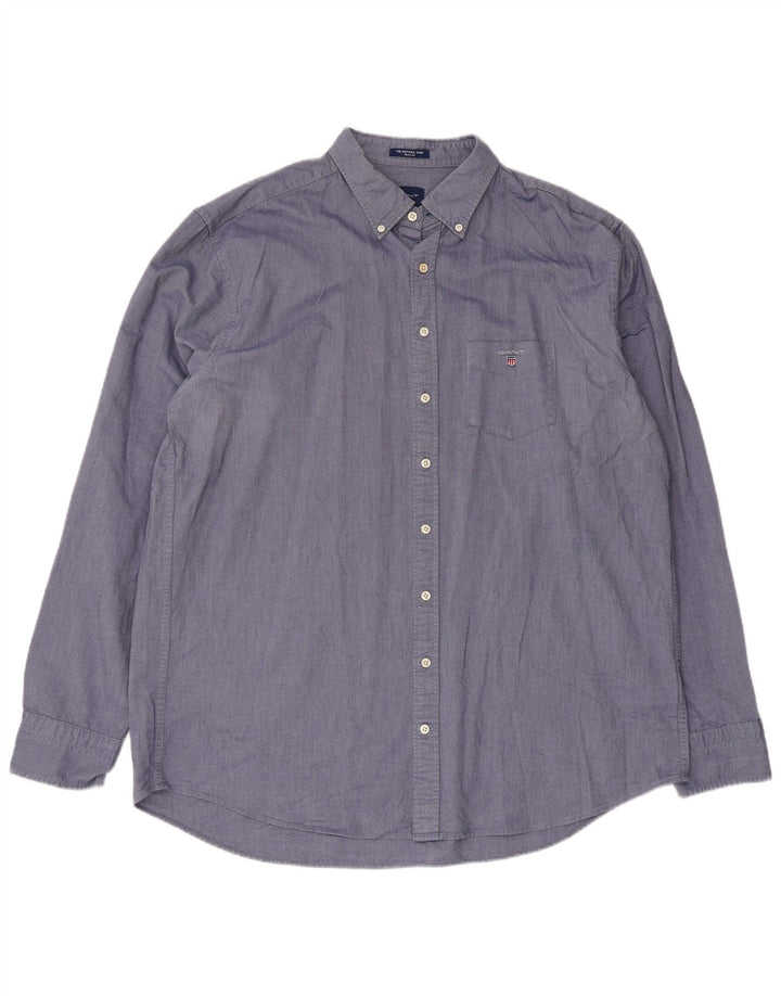 Gant Mens Regular Fit Shirt Size 45/46 18 2XL Blue Cotton