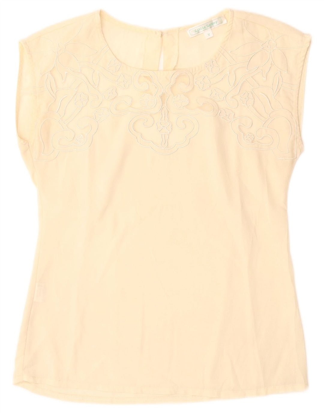Vintage Womens Blouse Top UK 12 Medium Beige Floral Polyester