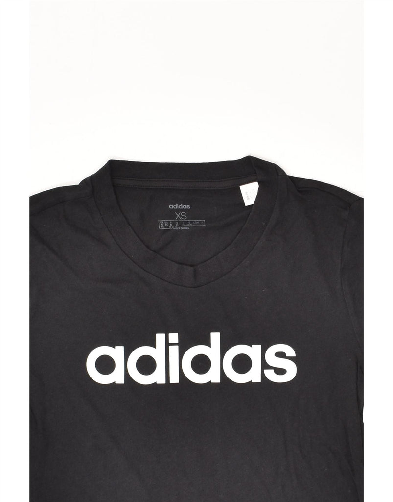 ADIDAS Womens Graphic T-Shirt Top UK 4/6 XS Black Cotton | Vintage Adidas | Thrift | Second-Hand Adidas | Used Clothing | Messina Hembry 