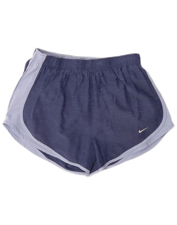 Nike Womens Dri Fit Sport Shorts UK 16 Large Blue Colourblock Polyester