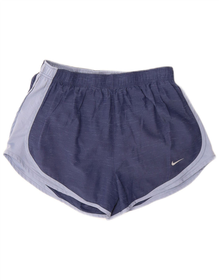 Nike Womens Dri Fit Sport Shorts UK 16 Large Blue Colourblock Polyester