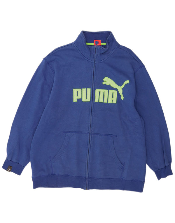 Puma Mens Graphic Tracksuit Top Jacket 2XL Blue Cotton