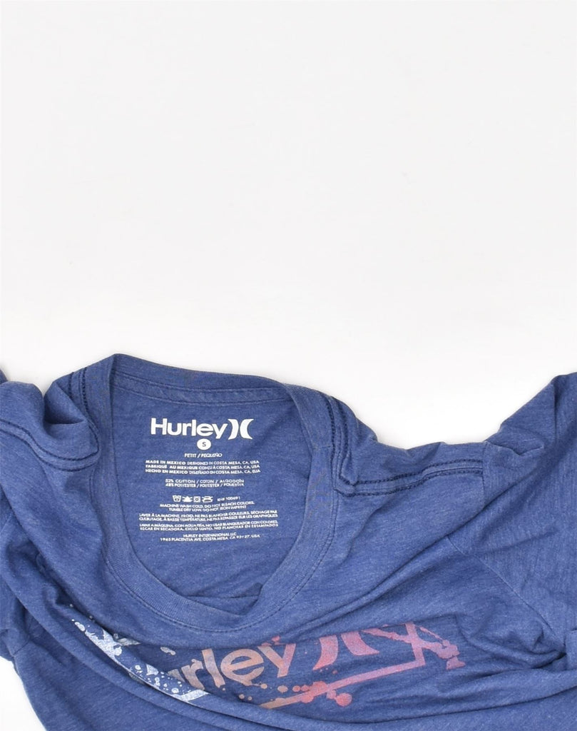 HURLEY Womens Graphic T-Shirt Top UK 10 Small Blue Cotton | Vintage Hurley | Thrift | Second-Hand Hurley | Used Clothing | Messina Hembry 