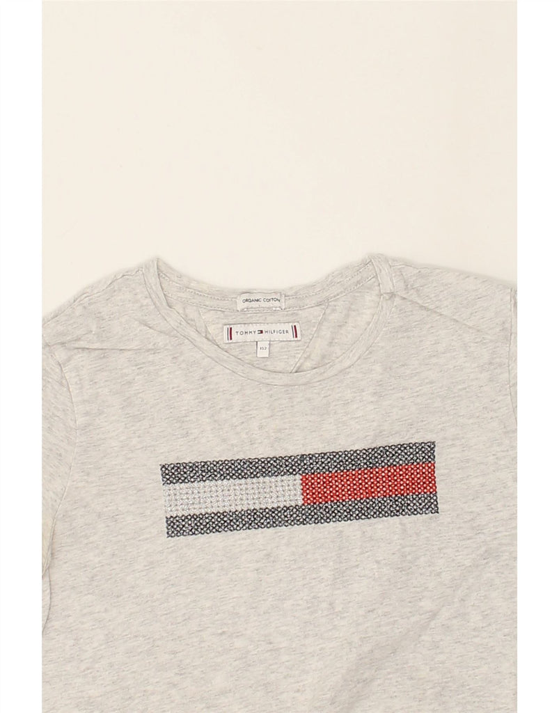 TOMMY HILFIGER Girls Graphic T-Shirt Top 11-12 Years Grey Cotton | Vintage Tommy Hilfiger | Thrift | Second-Hand Tommy Hilfiger | Used Clothing | Messina Hembry 