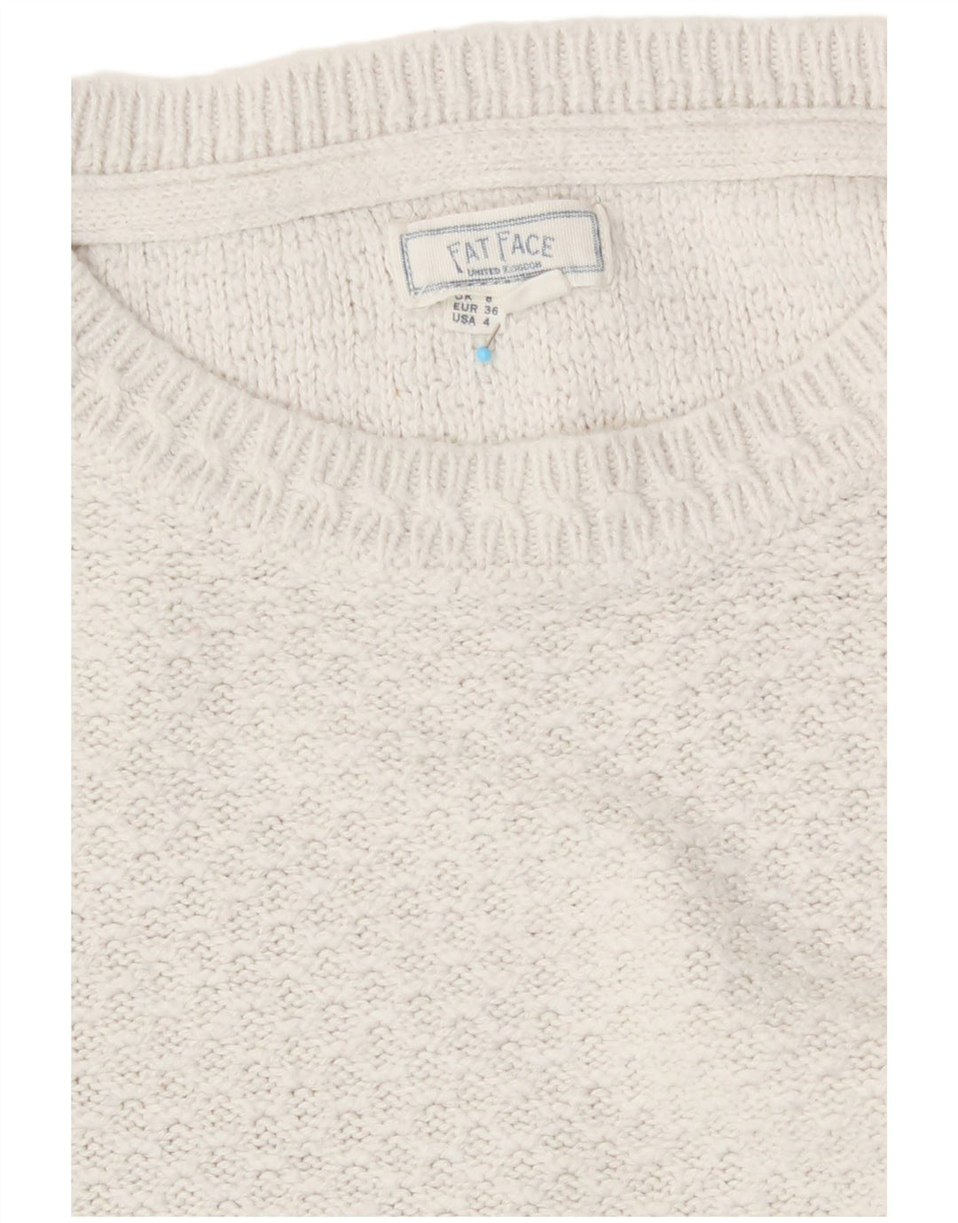 Fat Face Womens Boat Neck Jumper Sweater UK 8 Small  White Viscose