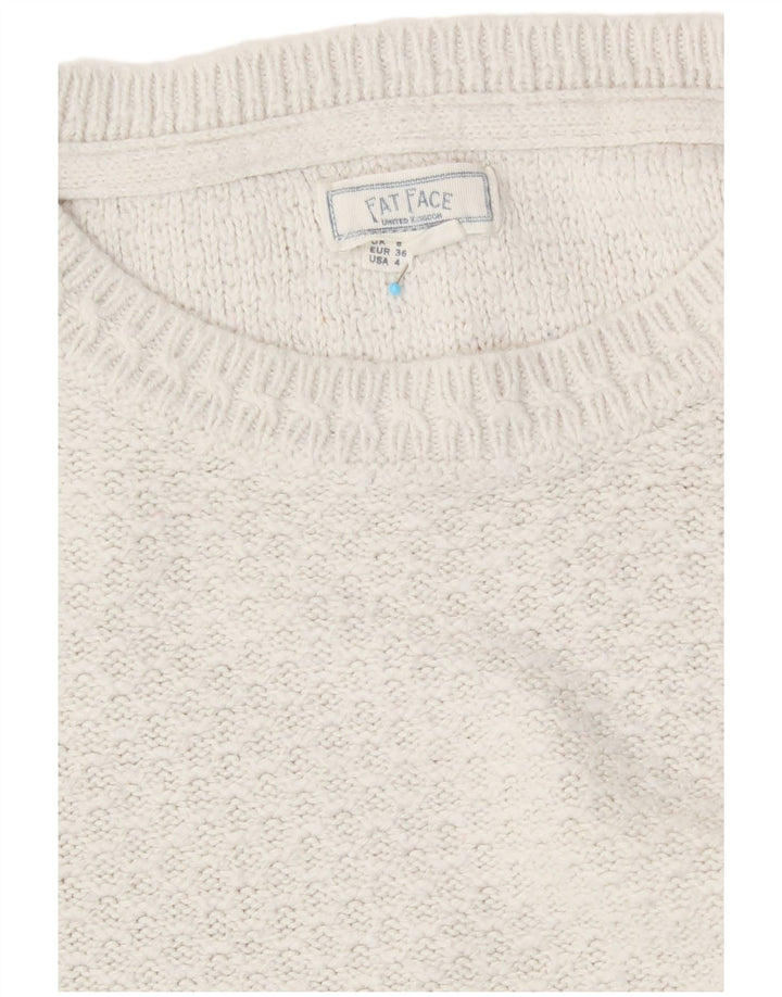 Fat Face Womens Boat Neck Jumper Sweater UK 8 Small  White Viscose