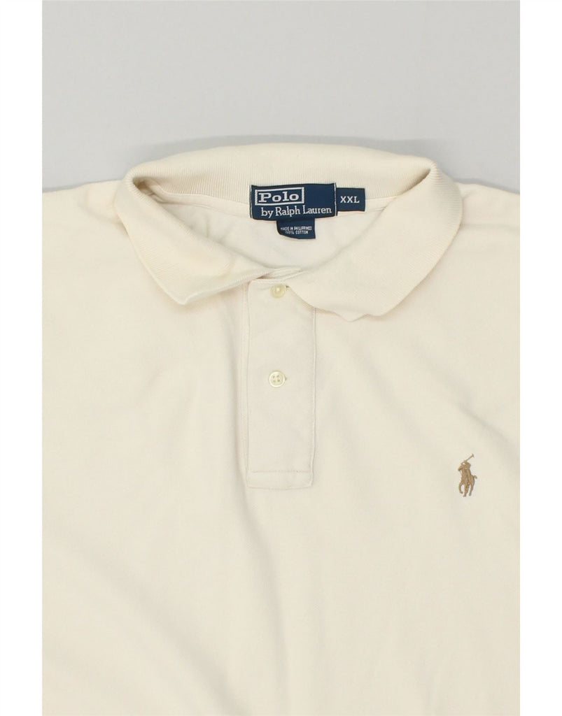 POLO RALPH LAUREN Mens Polo Shirt 2XL Off White Cotton | Vintage Polo Ralph Lauren | Thrift | Second-Hand Polo Ralph Lauren | Used Clothing | Messina Hembry 