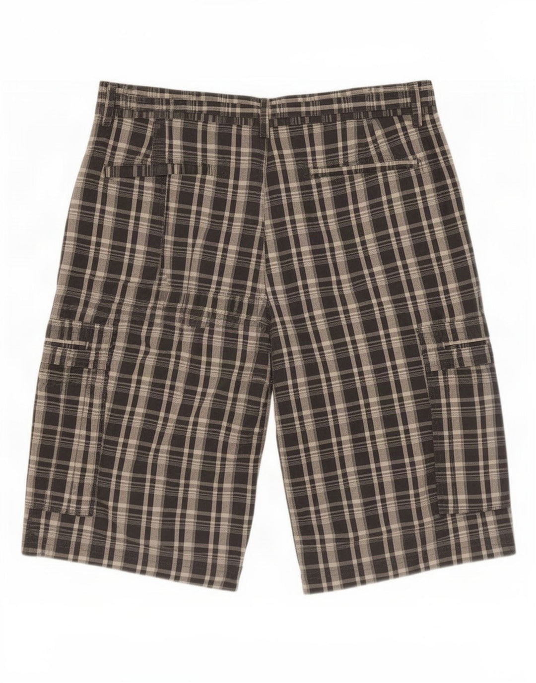 Marks & Spencer Mens Autograph Cargo Shorts Medium W32 Grey Plaid Cotton