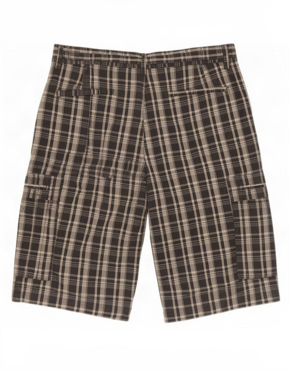 Marks & Spencer Mens Autograph Cargo Shorts Medium W32 Grey Plaid Cotton