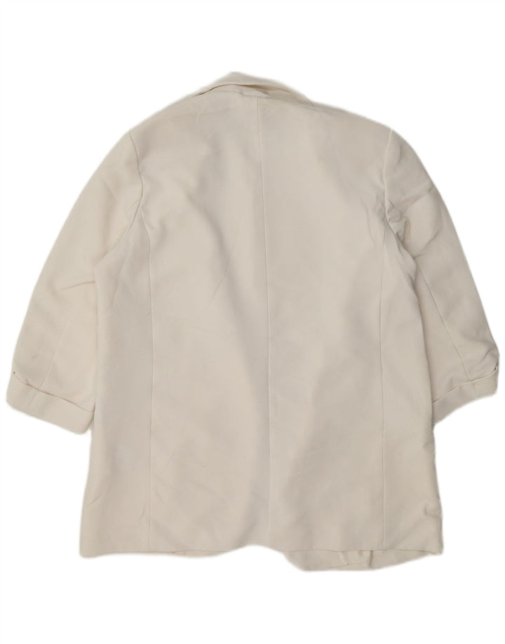 Zara Womens 3/4 Sleeve Open Blazer Jacket UK 18 XL White Acetate