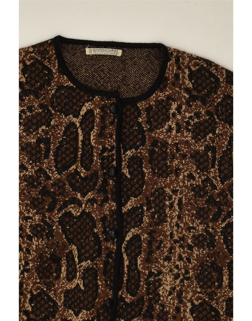 GIVENCHY Womens Cardigan Sweater IT 44 Medium Brown Animal Print Wool Vintage Givenchy and Second-Hand Givenchy from Messina Hembry 