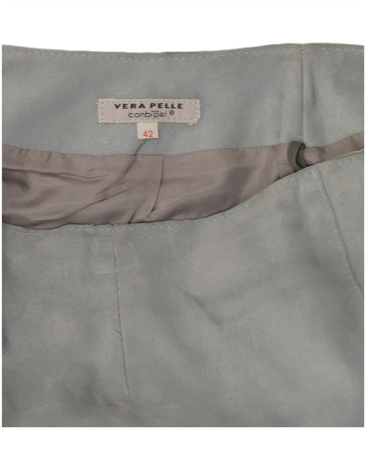 Vintage Womens Leather Skirt IT 42 Medium W27 Blue Leather