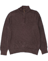 EDDIE BAUER Mens Zip Neck Jumper Sweater XL Brown Cotton