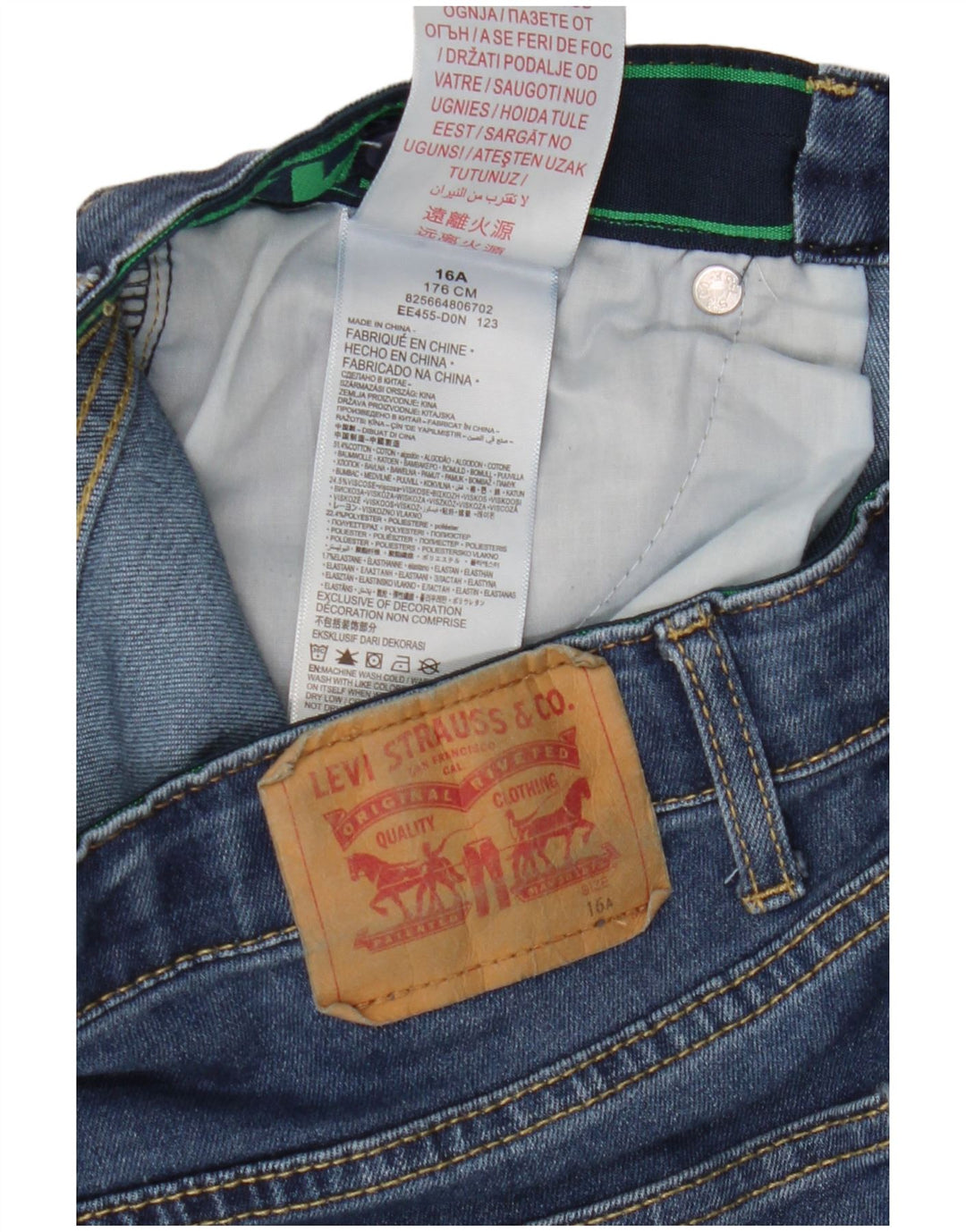 Levi's Boys Denim Shorts 15-16 Years W29 Blue Cotton