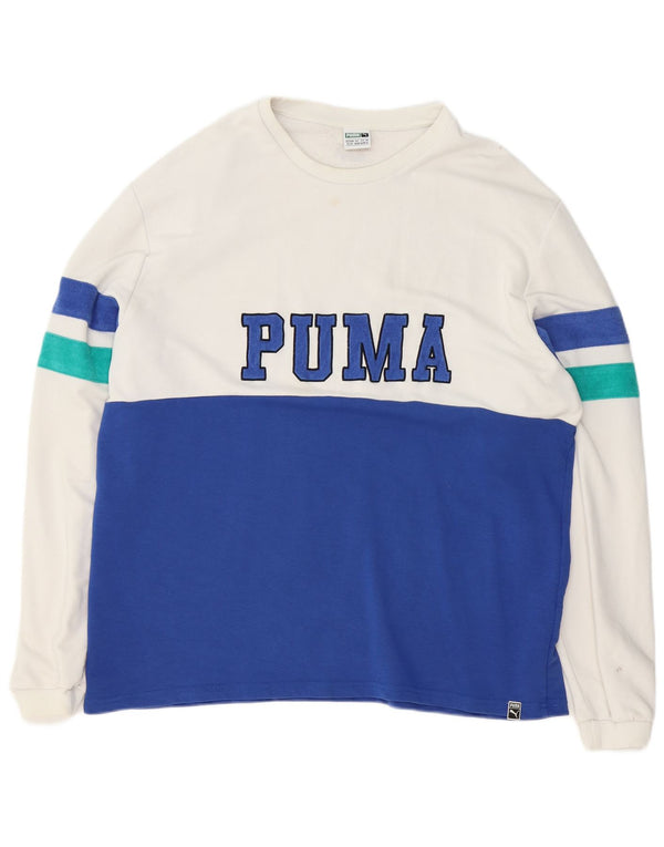 Puma Mens Graphic Top Long Sleeve XL Blue Colourblock Cotton