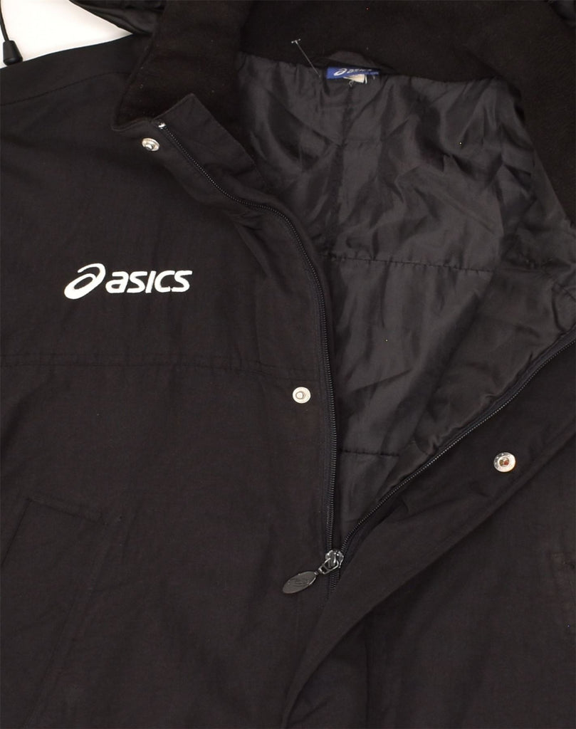 ASICS Mens Hooded Rain Jacket UK 44 2XL Black Nylon | Vintage Asics | Thrift | Second-Hand Asics | Used Clothing | Messina Hembry 