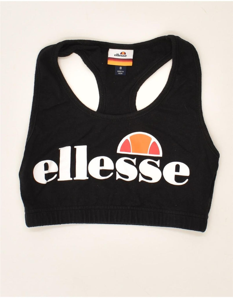 ELLESSE Womens Graphic Sport Bra Top UK 8 Small  Black Cotton Vintage Ellesse and Second-Hand Ellesse from Messina Hembry 