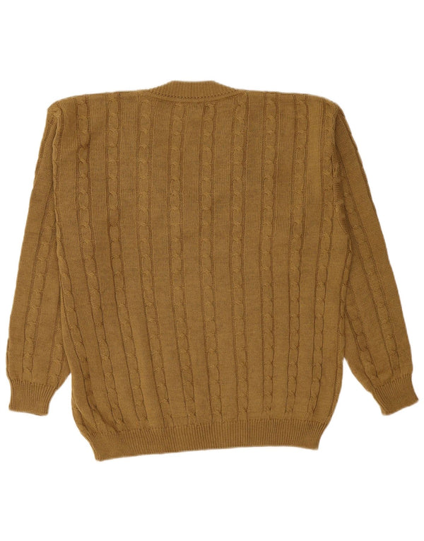 Piu Verona Mens V-Neck Jumper Sweater UK 48 2XL Khaki Acrylic