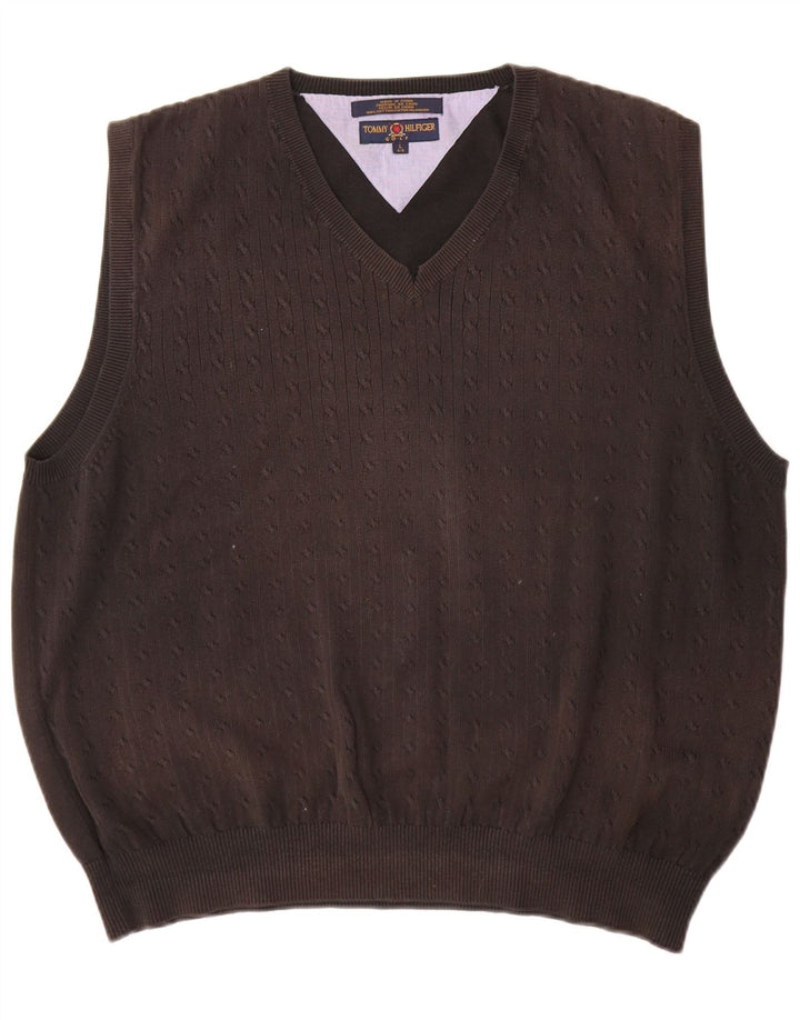 Tommy Hilfiger Mens Vest Tank Top Large Black Cotton