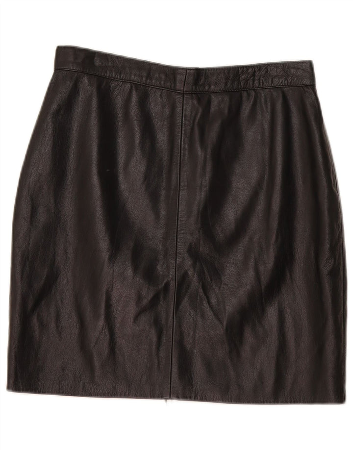 Vintage Womens Mini Leather Skirt W30 Medium Black