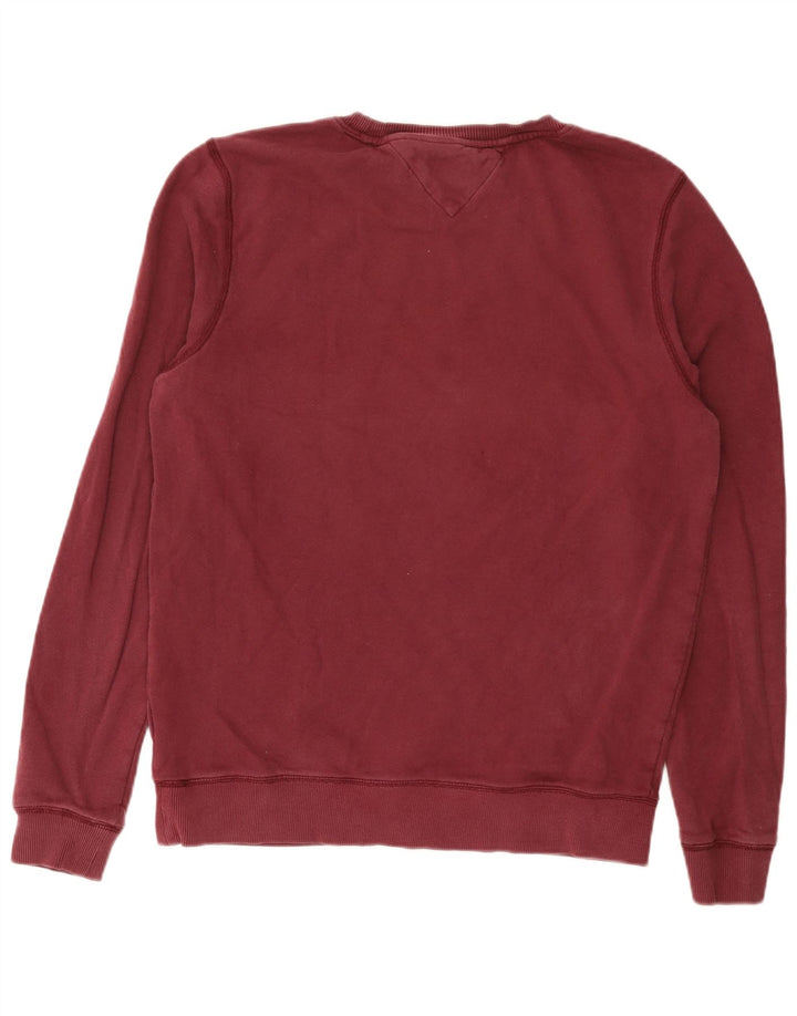 Tommy Hilfiger Mens Sweatshirt Jumper Large Burgundy Cotton