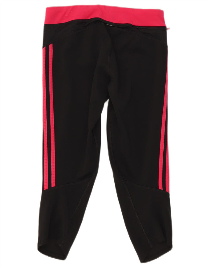 Adidas Womens Capri Leggings UK 12 Medium Black Colourblock Polyester