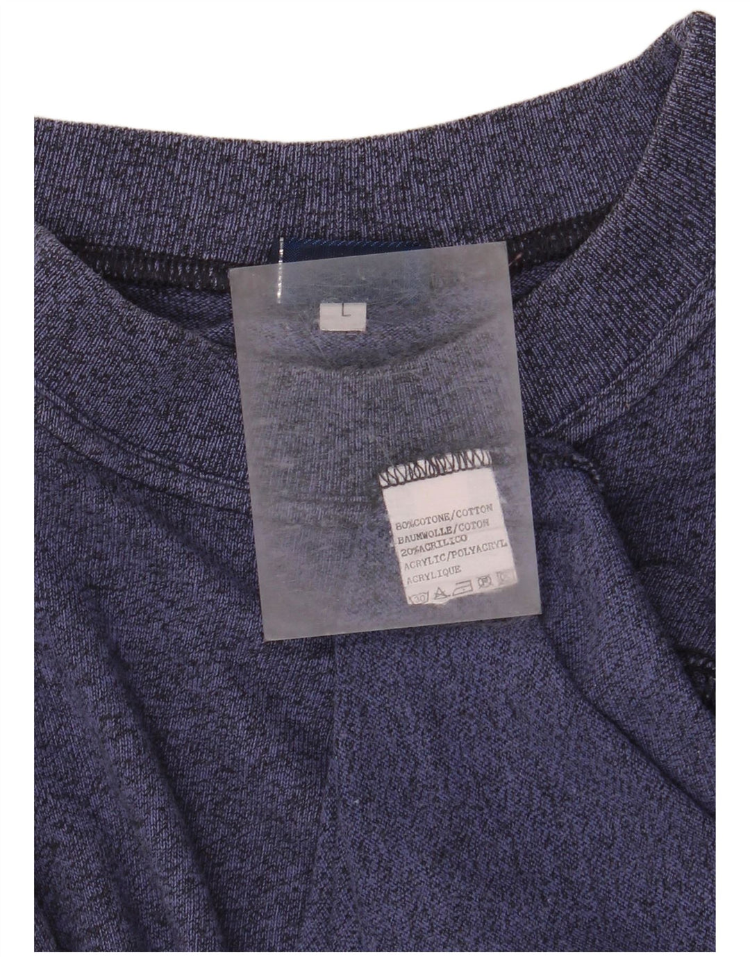 Asics Mens Graphic T-Shirt Top Large Navy Blue Flecked Cotton