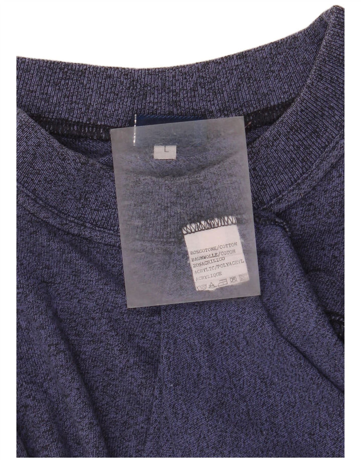 Asics Mens Graphic T-Shirt Top Large Navy Blue Flecked Cotton