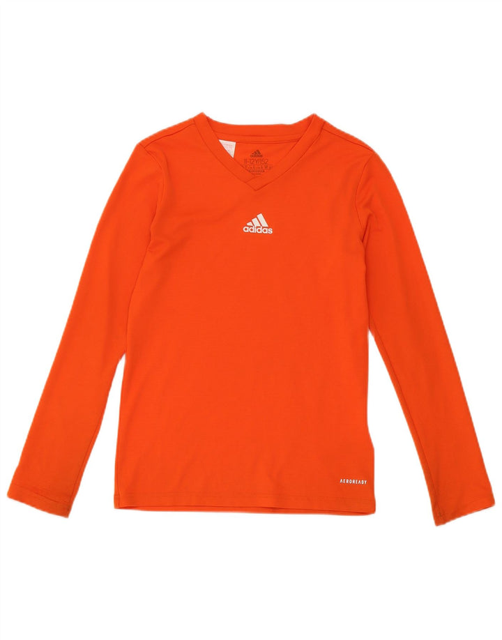 Adidas Boys Aeroready Top Long Sleeve 11-12 Years Orange Polyester