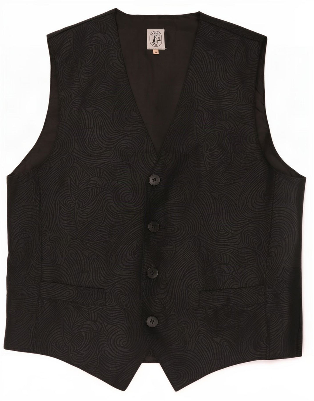 Isacco Mens Waistcoat Large Black Polyester