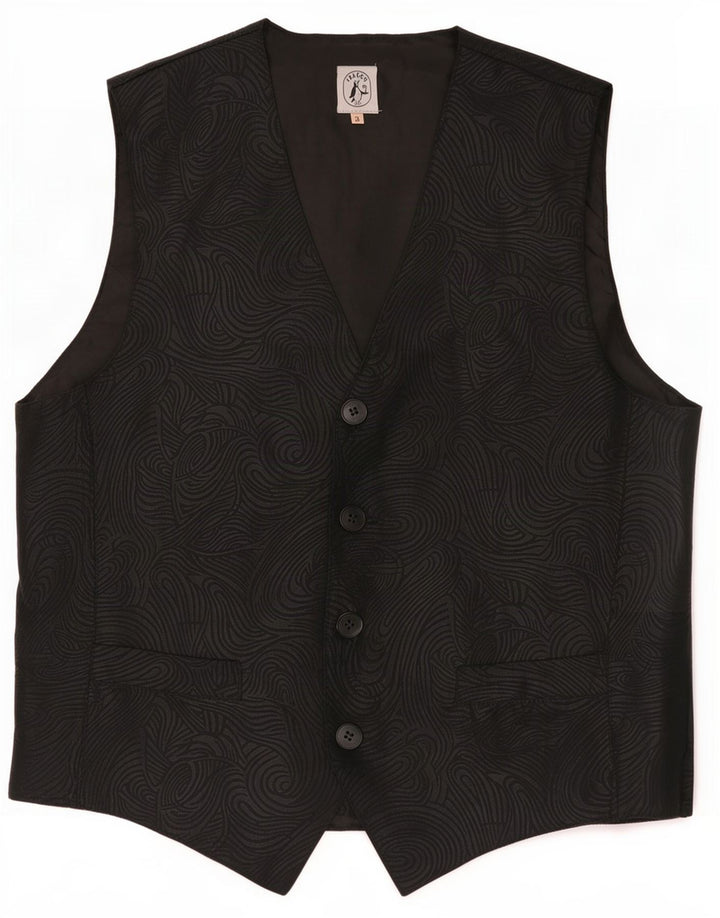 Isacco Mens Waistcoat Large Black Polyester