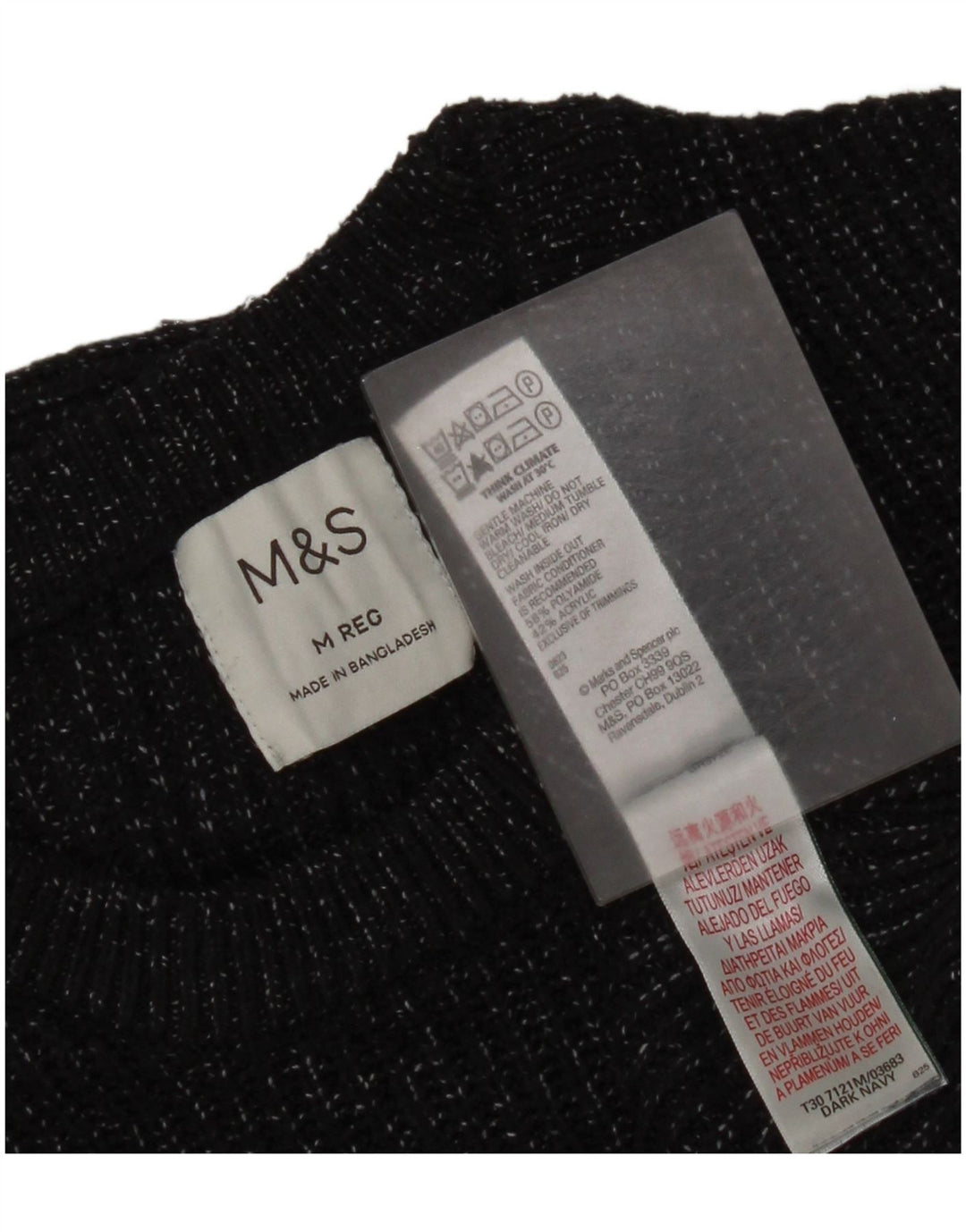 Marks & Spencer Mens Crew Neck Jumper Sweater Medium Navy Blue Flecked