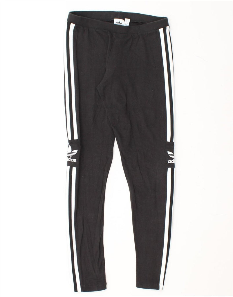 ADIDAS Womens Leggings UK 10 Small Black Colourblock Cotton Vintage Adidas and Second-Hand Adidas from Messina Hembry 