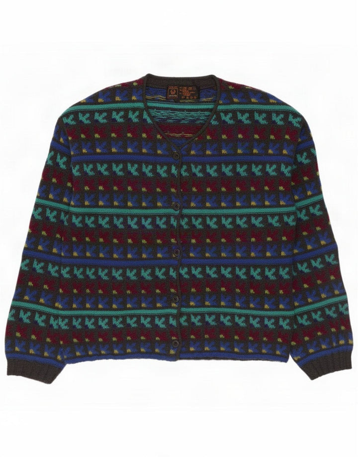 Stefanel Womens Cardigan Sweater UK 14 Medium Multicoloured Geometric Wool