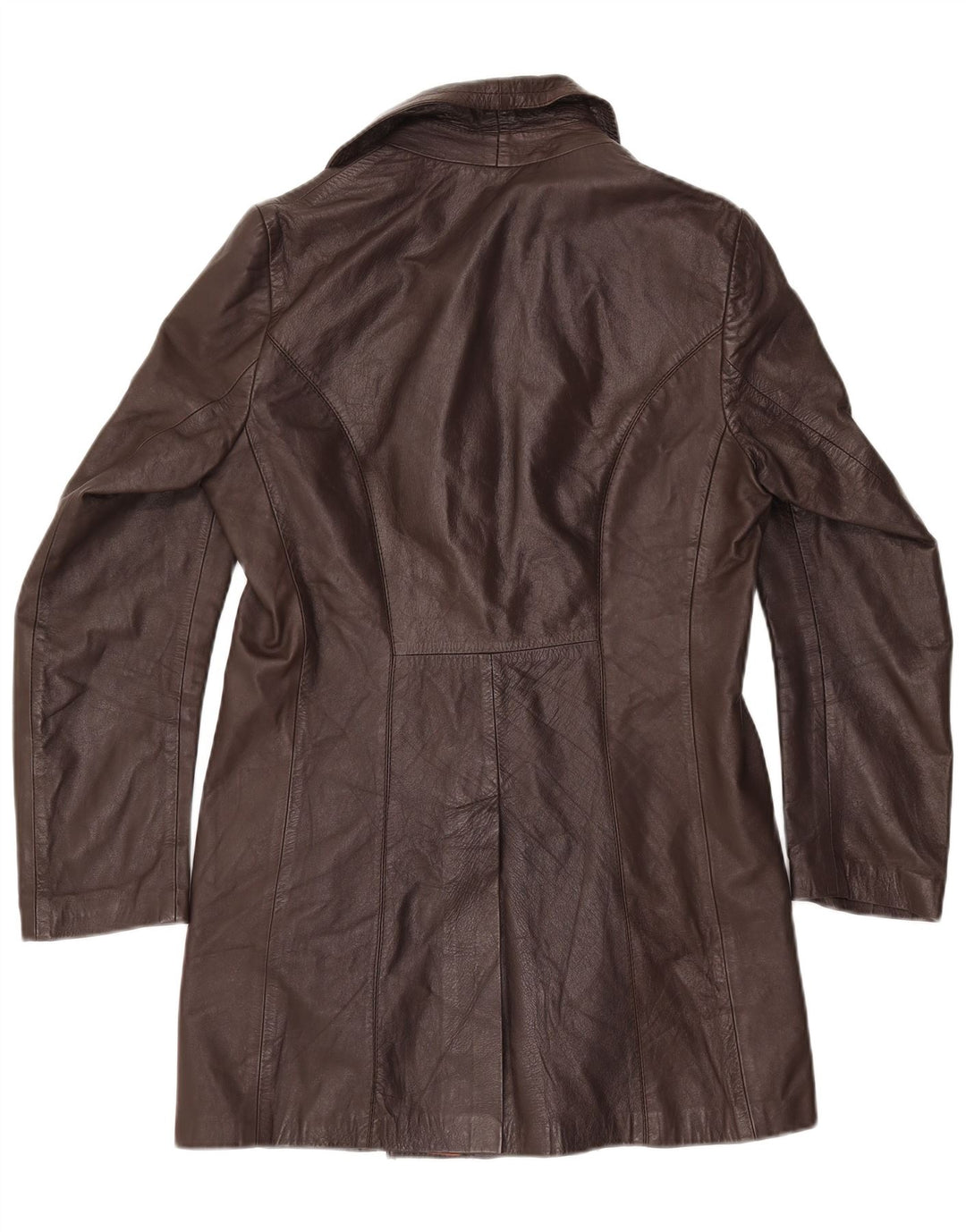 VINTAGE Womens Leather Coat IT 50 XL Brown