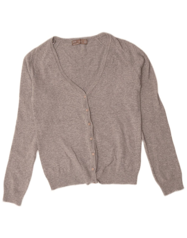 Zara Womens Cardigan Sweater UK 10 Small Grey Cotton