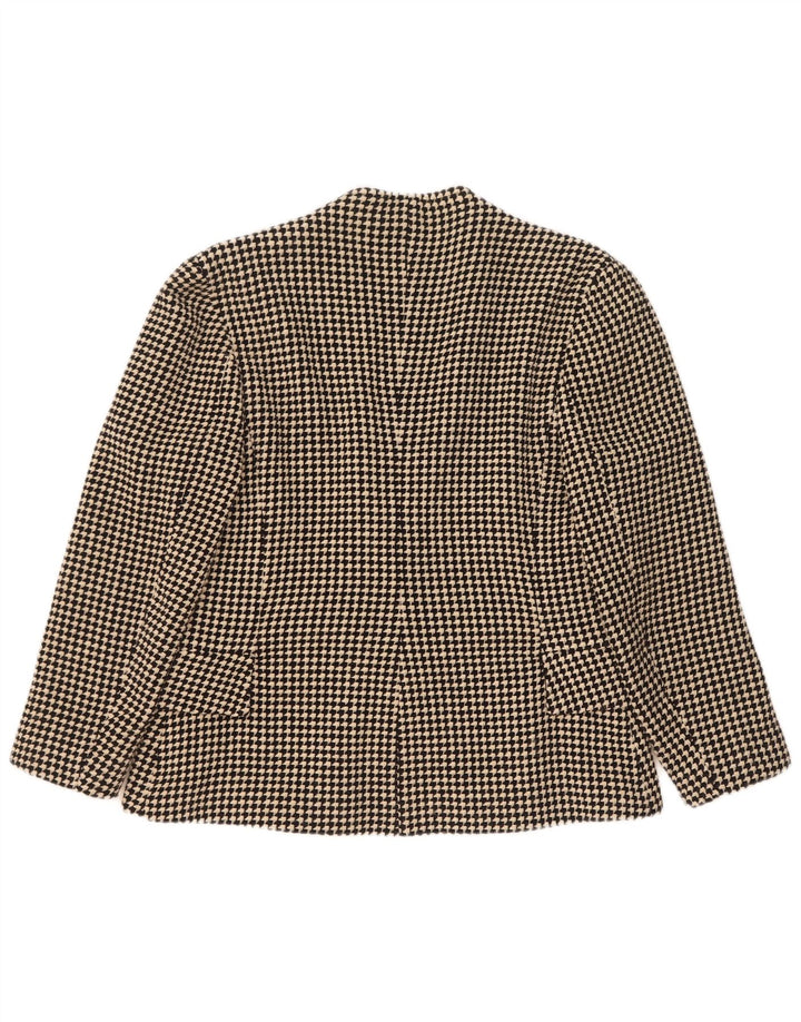 Vintage Womens 1 Button Blazer Jacket UK 14 Medium Black Houndstooth Wool