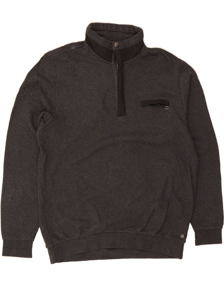 PIERRE CARDIN Mens Zip Neck Sweatshirt Jumper XL Grey Cotton Vintage Pierre Cardin and Second-Hand Pierre Cardin from Messina Hembry 