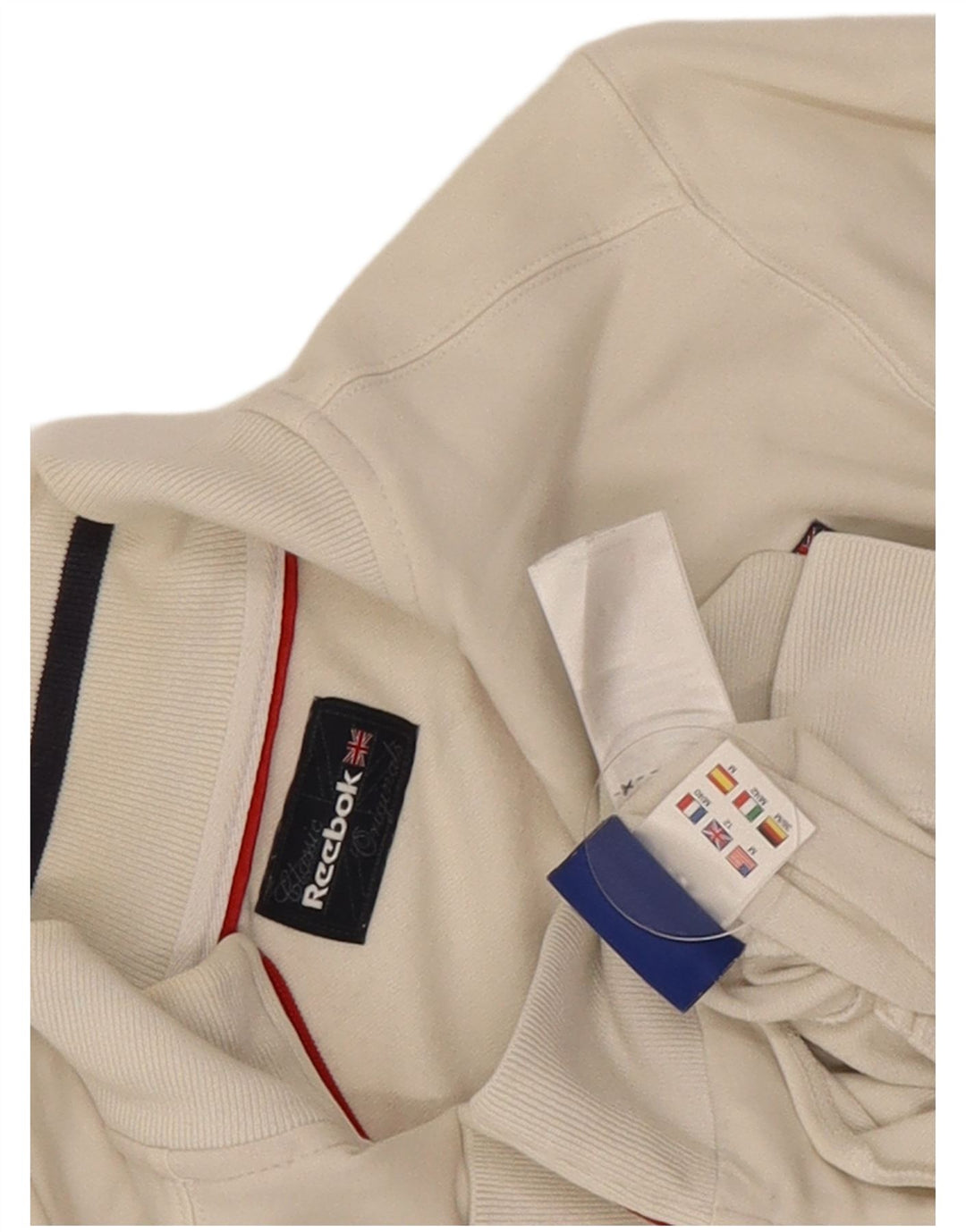 Reebok Womens Tracksuit Top Jacket UK 12 Medium White Cotton