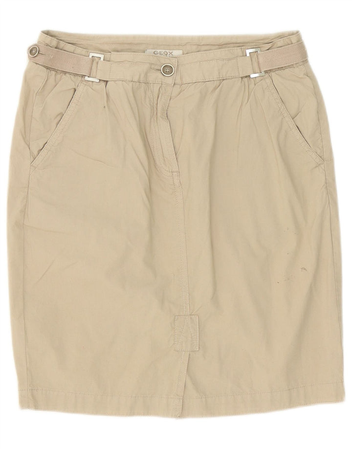 Geox Womens Mini Straight Skirt IT 42 Medium W30 Beige Cotton