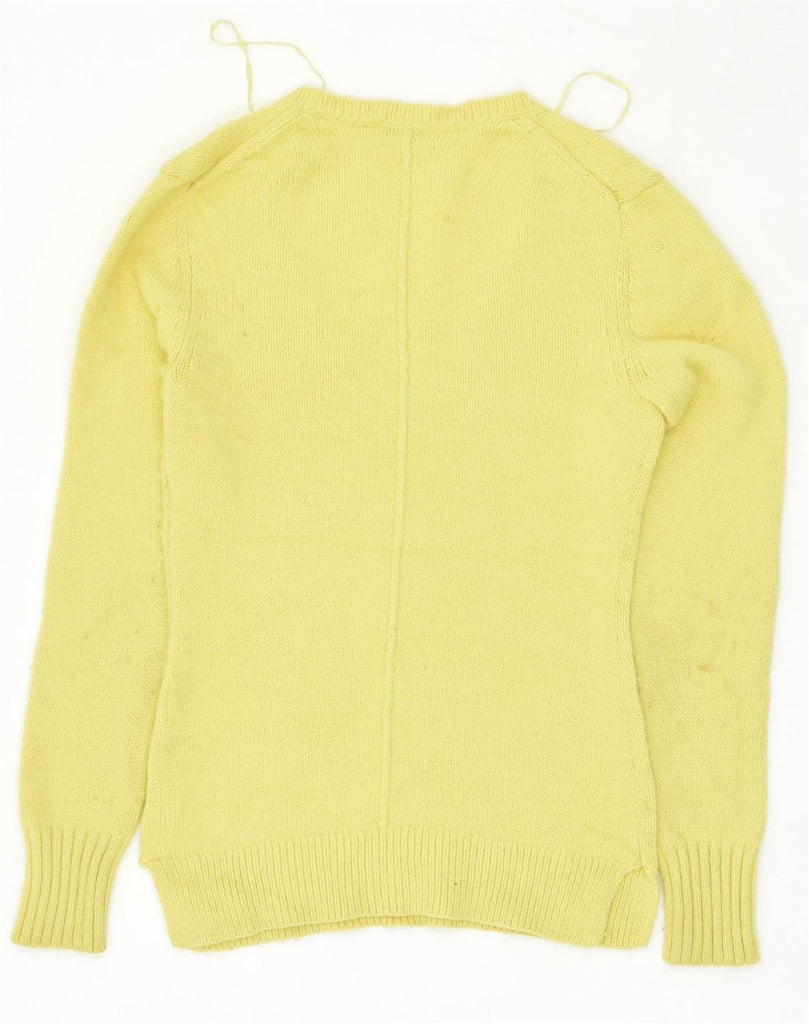 REISS Womens V-Neck Jumper Sweater UK 10 Small Yellow Nylon | Vintage Reiss | Thrift | Second-Hand Reiss | Used Clothing | Messina Hembry 