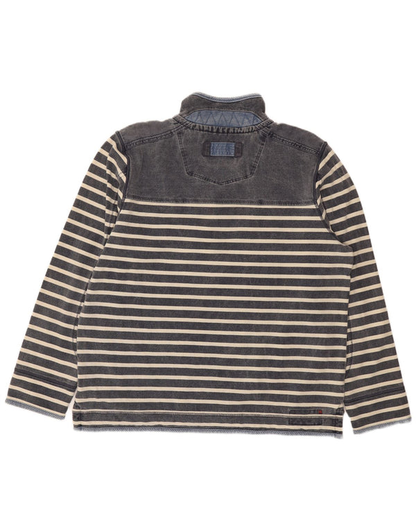 Fat Face Mens Zip Neck Sweatshirt Jumper XL Navy Blue Striped Cotton