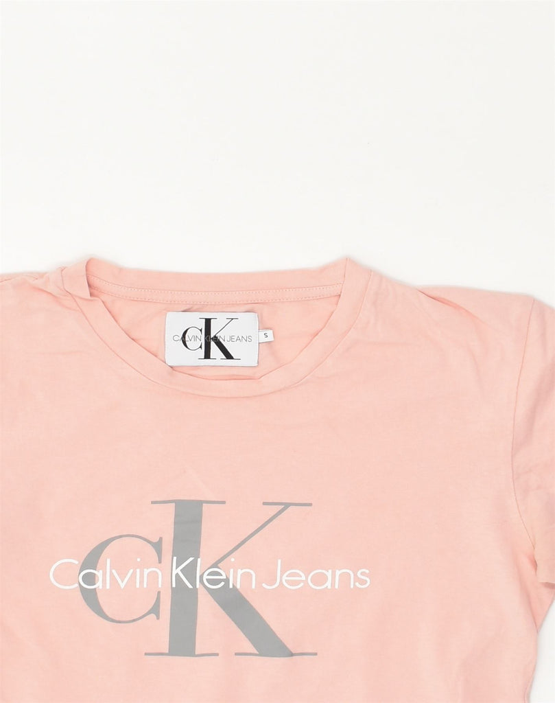 CALVIN KLEIN Womens Graphic T-Shirt Top UK 8 Small Pink Cotton | Vintage Calvin Klein | Thrift | Second-Hand Calvin Klein | Used Clothing | Messina Hembry 