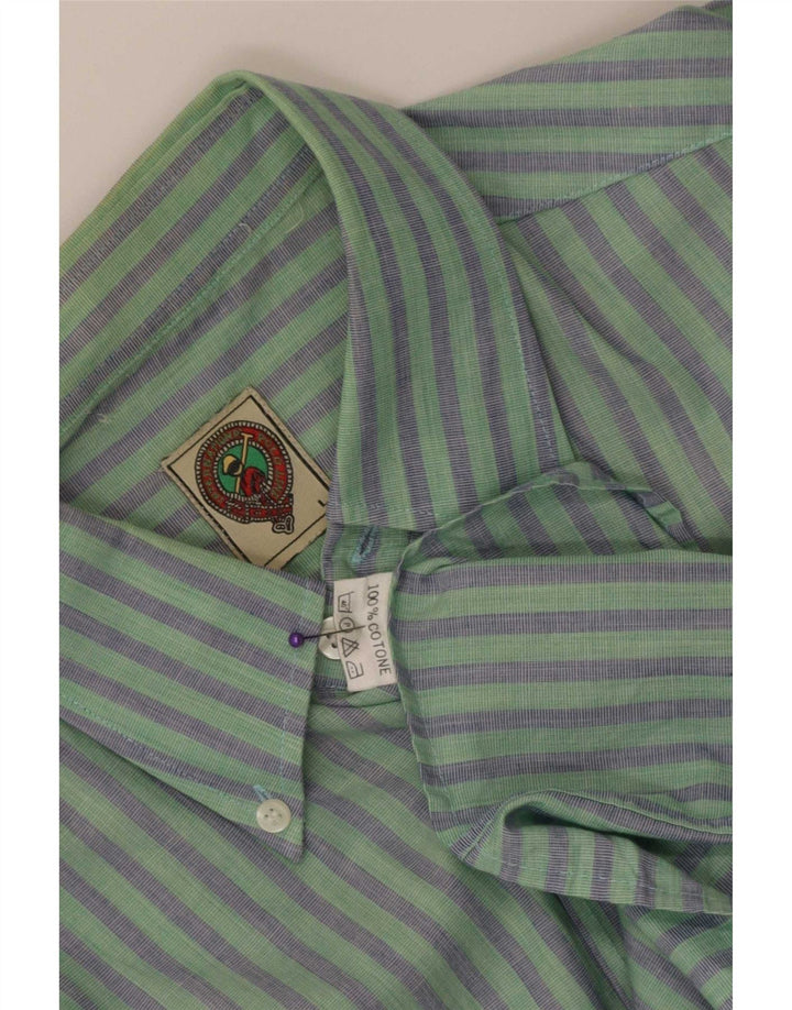 Vintage Mens Shirt Large Green Pinstripe Cotton