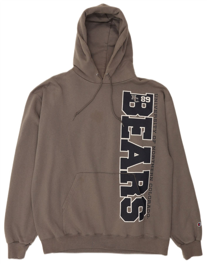 CHAMPION Mens Bears Graphic Hoodie Jumper XL Grey Cotton