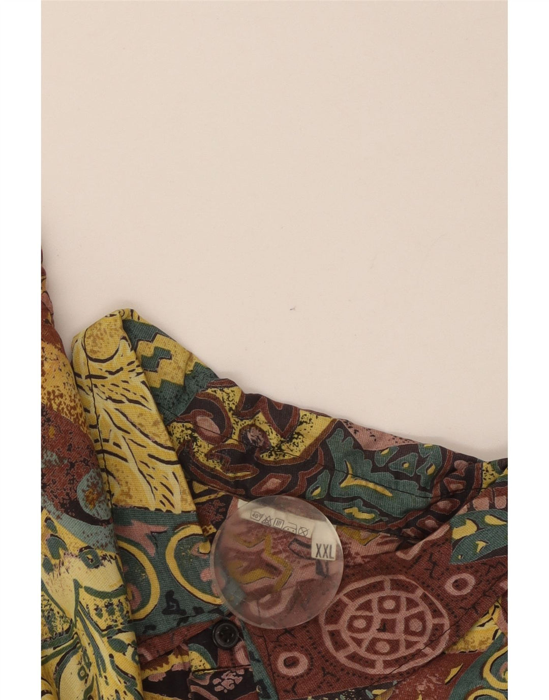 Vintage Mens Abstract Pattern Short Sleeve Shirt 2XL Multicoloured